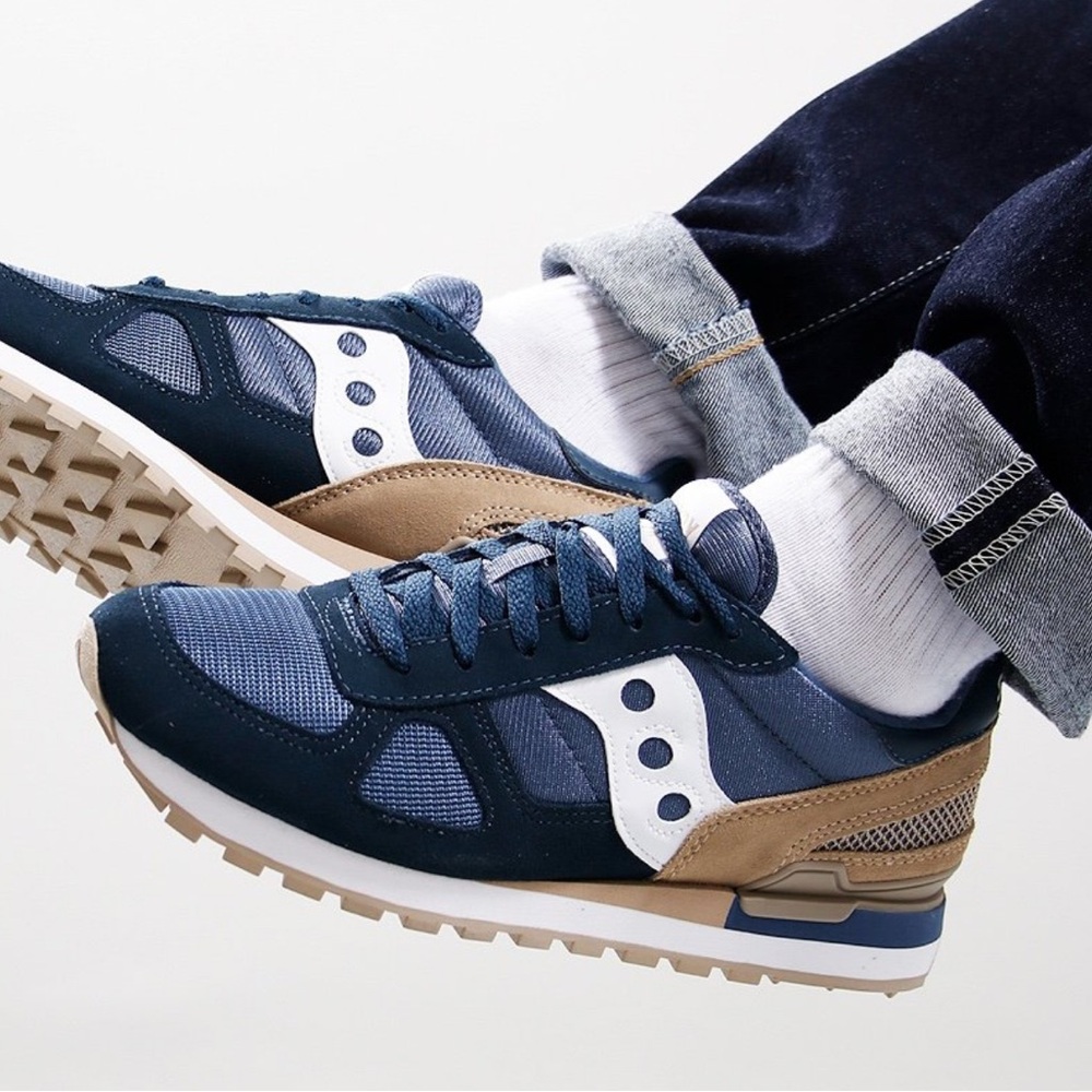 SAUCONY Shadow Original Navy Sand Men’s Size 7 - Picture 3 of 9